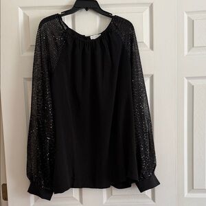 Chic Soul Black Sequin Sleeve Blouse